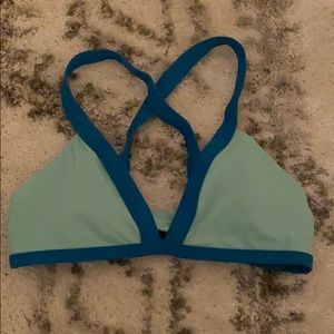 Blue triangle bikini top
